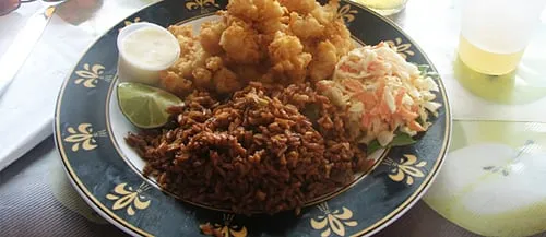 Crack Conch with Peas and Rice