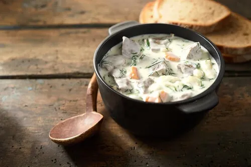 Kokt kalv i dillsås